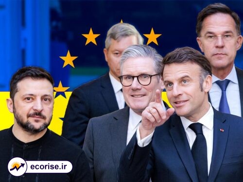 رهبران اروپا - مارک روته - امانوئل مکرون - کی‌یر استارمر - ولودیمیر زلنسکی