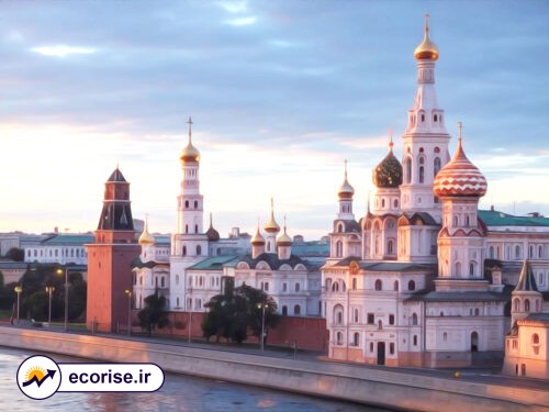 نقاشی کاخ کرملین در مسکو پایتخت روسیه