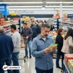 مصرف کنندگان آمریکایی در یک فروشگاه هایپرمارکت