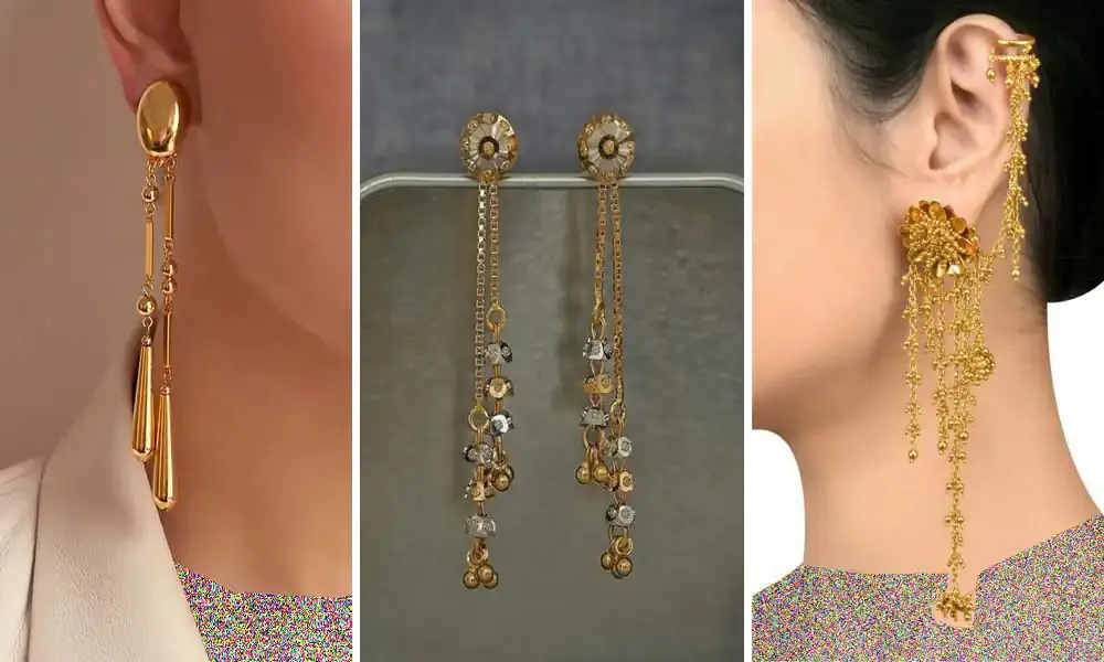 انواع گوشواره طلا بلند