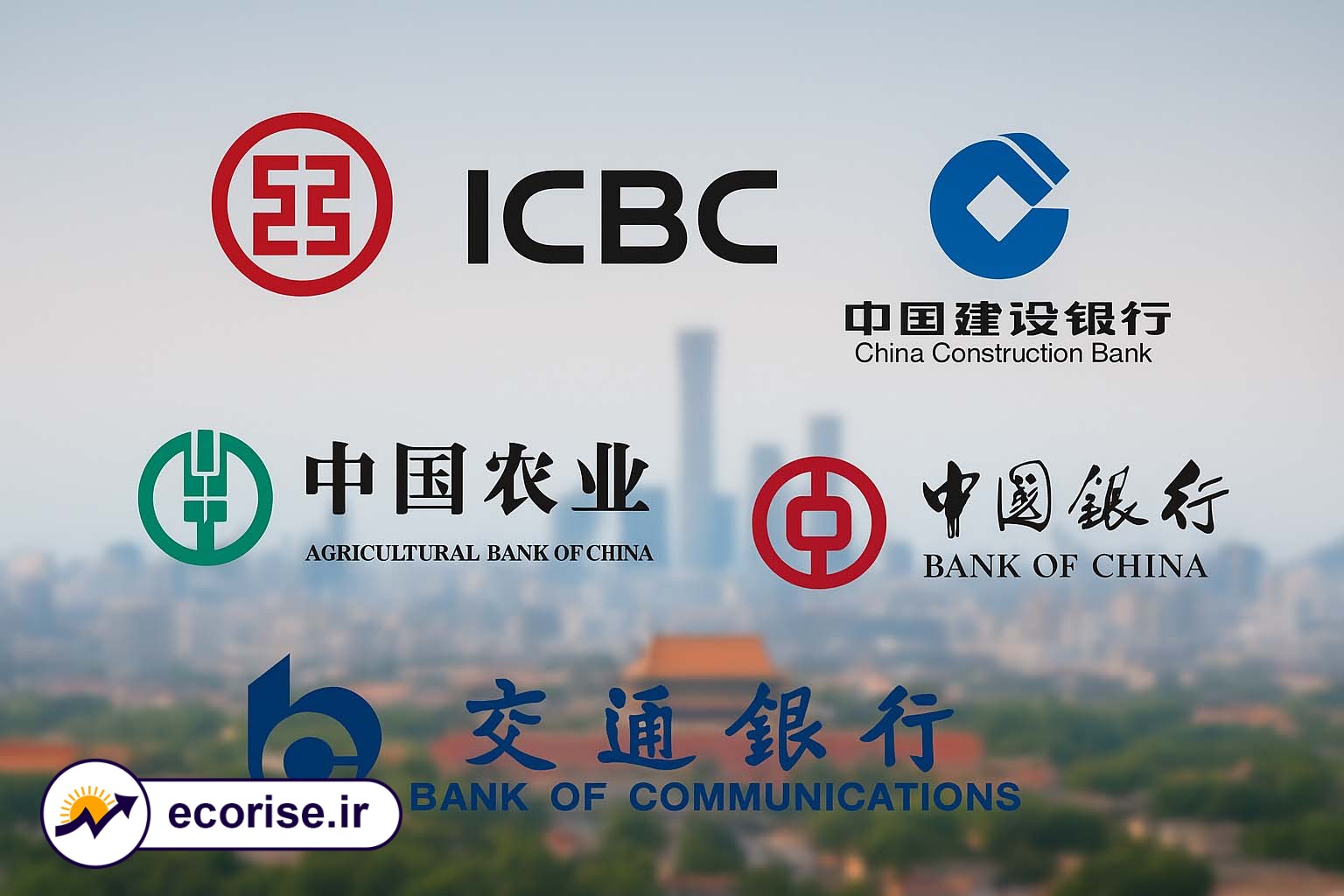 پنج بانک بزرگ چین - بانک ICBC، بانک سازندگی چین، بانک کشاورزی چین، بانک چین و بانک مخابرات چین
