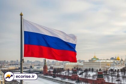 رشد اقتصادی روسیه - نمایی برفی از کرملین و پرچم روسیه