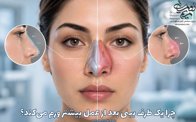 چرا یک طرف بینی بعد از عمل بیشتر ورم می‌کند؟