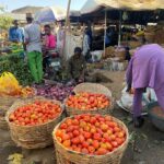 فروشندگان میوه و سبزیجات در بازاری در کانو، نیجریه